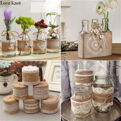 Meter Pcs Width Cm Jute Burlap Rolls Hessian Ribbon With Lace Vintage