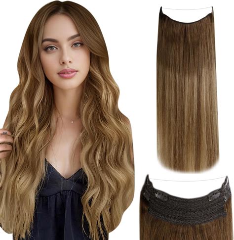 Laavoo Wire Human Hair Extensions Balayage Medium Brown To Light Brown