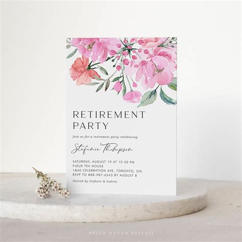 Printable Floral Retirement Party Invitation Template Diy Etsy