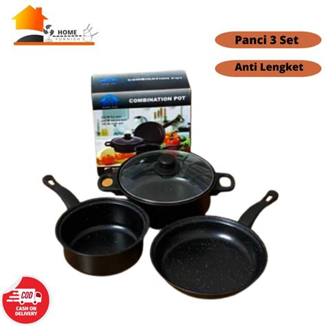 Jual Panci Set 3 IN 1 Wajan Teflon Stainless Steel Cookware Set Anti