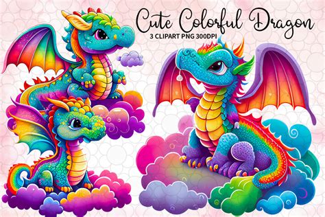 Colorful Dragon Sublimation Clipart Illustration Par Lq Design