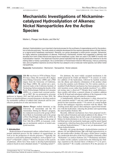 PDF Mechanistic Investigations Of Nickamine Catalyzed