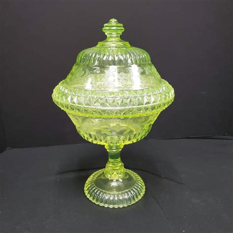 Uranium Glass Covered Candy Dish