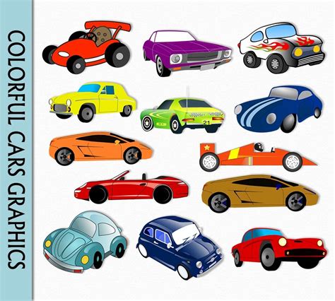 Cars Clip Art Graphic Car Clipart Digital Scrapbook Colorful