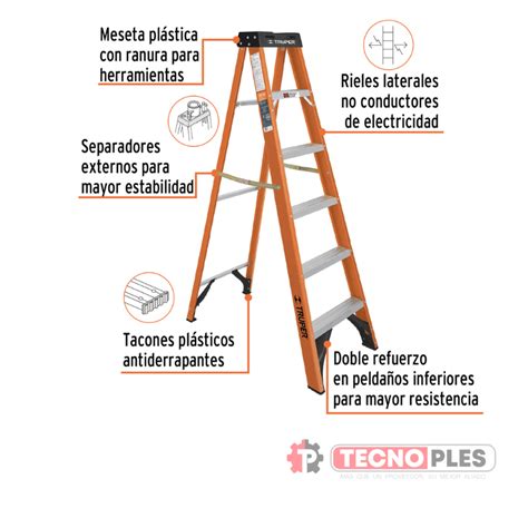 Escalera Tipo Tijera Fibra De Vidrio Truper 100225 Tecnoples SAS