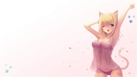 Wallpaper Anime Girls Cat Girl Nekomimi See Through Clothing