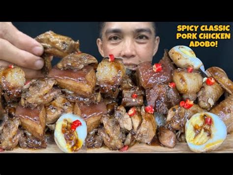 Classic Pork Belly At Chicken Adobo Mukbang Asmr Filipino Food