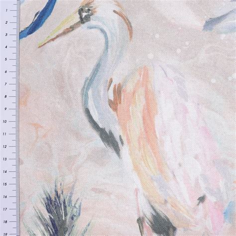 SCHÖNER LEBEN Vorhang Cranebird Marble Kranich Aquarell Indigo Pastell