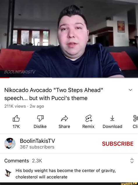 Nikocado Avocado Two Steps Ahead Speech But With Puccis Theme