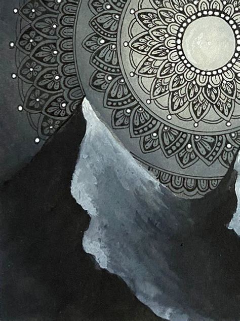 Mandala With Mountains Night View Painting By Rashi Agrawal Exotic