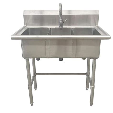 Glacier Bay All In One 38 In Stainless Steel 3 Compartment Commercial