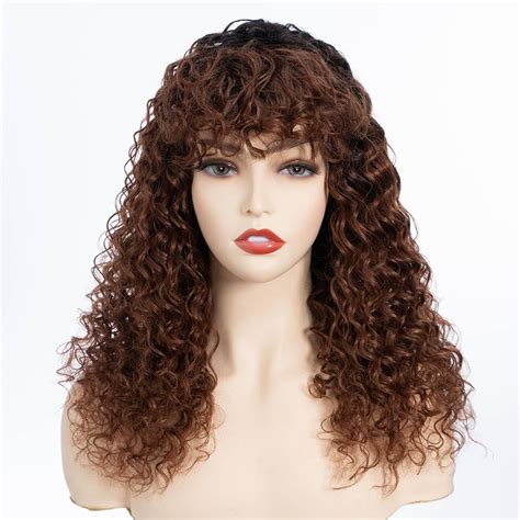 Joedir Lux Wear And Go Curly Bob Human Hair Wig With Bangs Natural