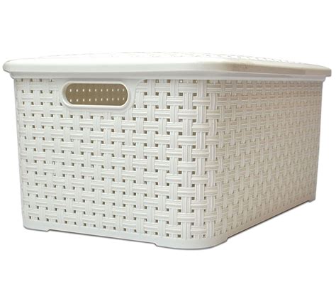 Caixa Organizadora Rattan Grande C Tampa Lts Branco Lig Brink