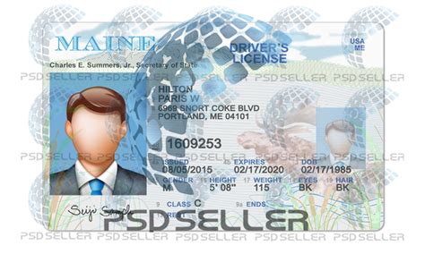 Fully Editable Maine Driver License Psd Template V1 Psd Seller