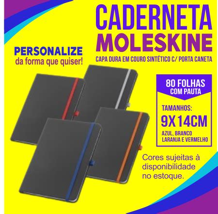 Caderneta De Anota Es Moleskine Folhas C Pauta Personalizado