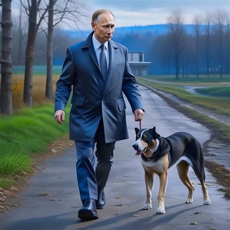 Vladimir Putin walking with the dog by Pickgameru on DeviantArt