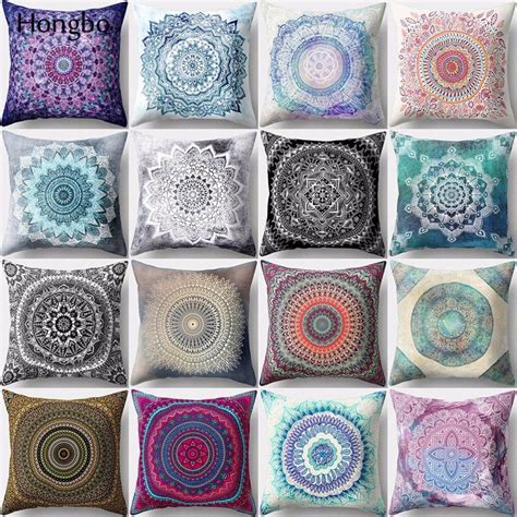 Hongbo 1 Pcs Mandala Pillowcase Datura Polyester Bohemian Throw Pillow