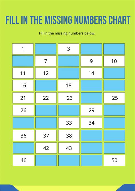 Fill In The Missing Numbers Chart In Illustrator Pdf Download