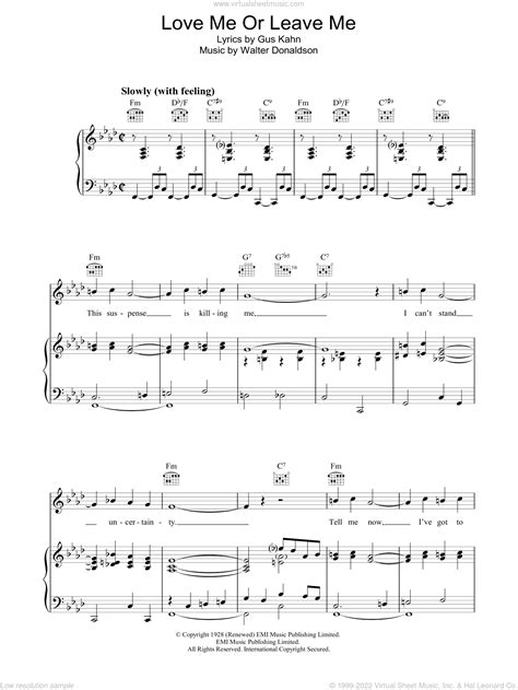 Etting Love Me Or Leave Me Sheet Music For Voice Piano Or Guitar