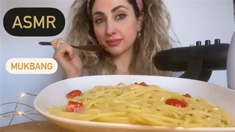 ASMR 먹방 MUKBANG 咀嚼音 SPAGHETTI PASTA PESTO EATING SOUNDS