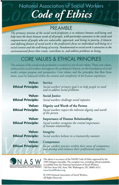 Printable Nasw Code Of Ethics