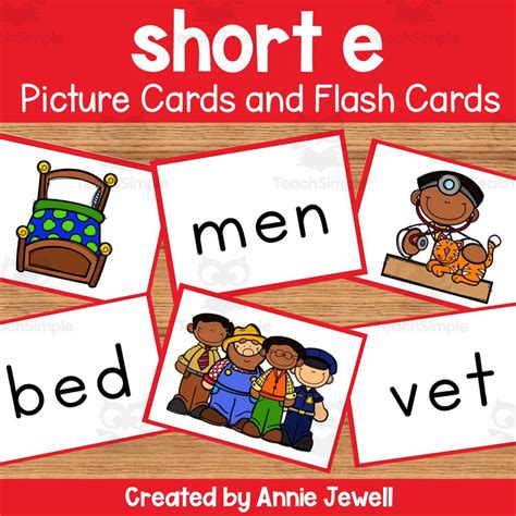 Short Vowel Flash Cards And Picture Cards Short E By Teach Simple