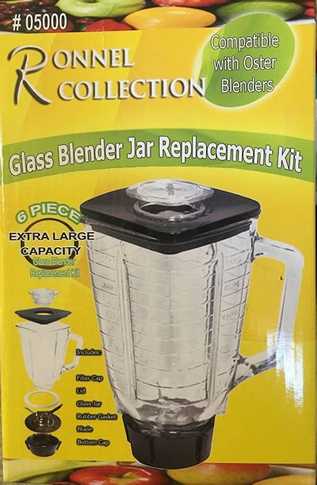 Ronnel Collection Piece Square Glass Blender Jar Replacement Kit For