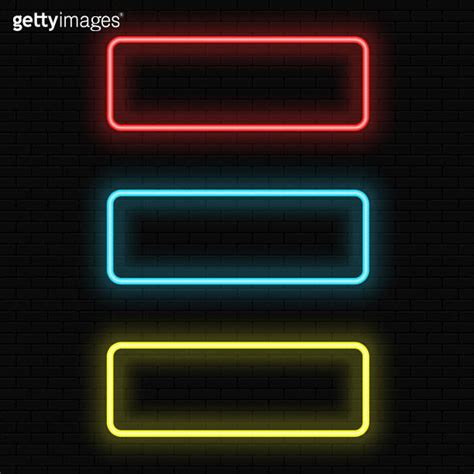 Neon Light Tube Set Of Multicolored Neon Frames On Black Background