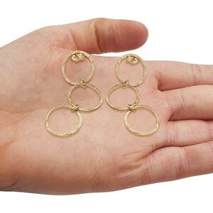 K Yellow Gold Triple Hoop Earringssolid Gold Triple Circle Etsy