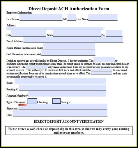 ACH Form Printable