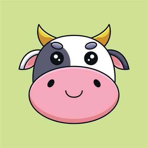 Cute Cow Head Cartoon Mascot Doodle Art Hand Drawn Outline Concept