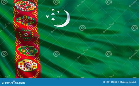 Turkmenistan Flag Waving Flag Of Turkmenistan 3d Illustration Stock