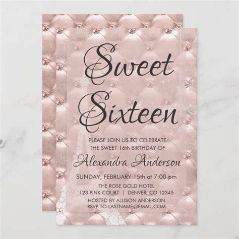 Rose Gold Paris Sweet Sixteen Birthday Party Invitation Zazzle