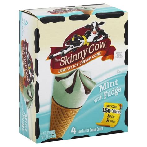 Skinny Cow Ice Cream Cones Mint With Fudge Low Fat 4 Ct