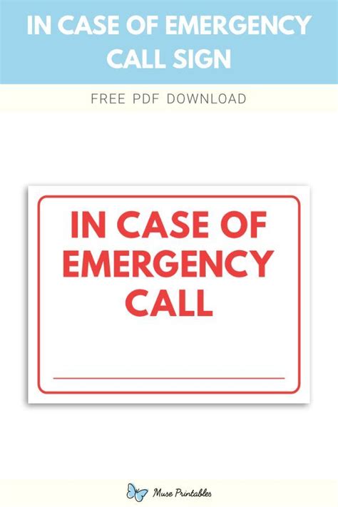 Printable In Case Of Emergency Call Sign Template Emergency Call