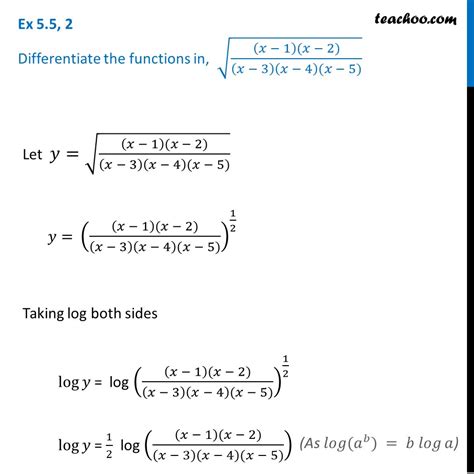 Ex 5 5 2 Differentiate Root X 1 X 2 X 3 X 4 X 5