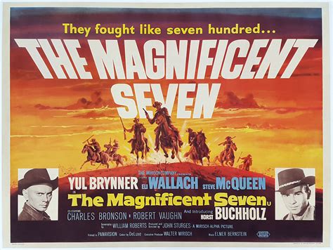 THE MAGNIFICENT SEVEN (1960) Original Very Rare Vintage First release UK Quad Film Movie Poster ...