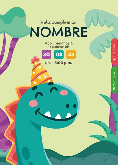 Invitación de cumpleaños infantil Dinosaurio