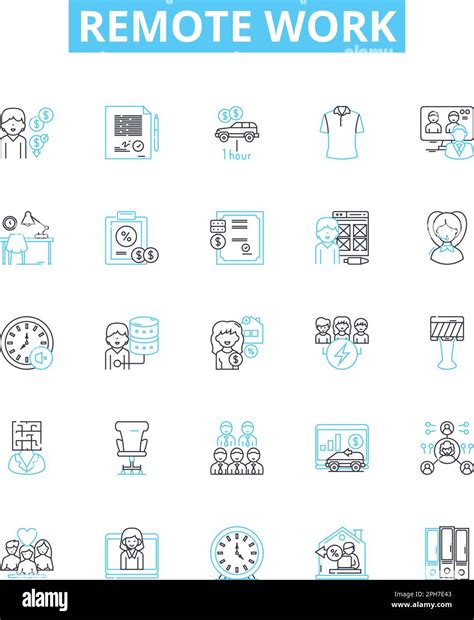 Remote Work Vector Line Icons Set Remote Work Telecommuting