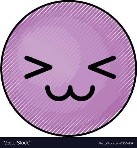 Cute Purple Kawaii Emoticon Face Royalty Free Vector Image