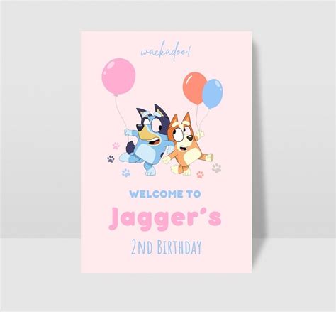 Bluey Themed Birthday Sign Bluey Welcome Sign Etsy Australia Images