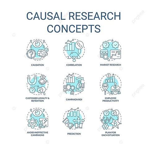 Causal Research Turquoise Concept Icons Set Abstract Investigation