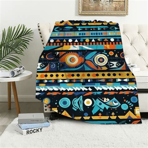 Qcpp Boho Exotic Down Flannel Throw Blanket All Season Bohemian Aztec