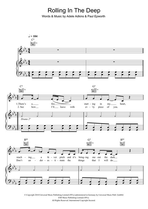 Rolling In The Deep Sheet Music Direct