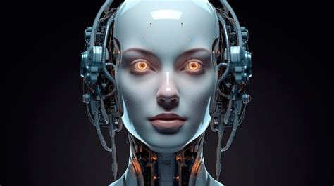 Cara De Robot Femenina Concepto De Inteligencia Artificial Ia