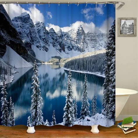 Bathroom Shower Curtains Natural Forest Waterfall Tree Scenery Bath