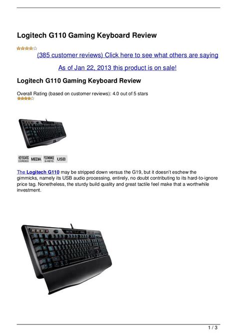 Logitech G110 Gaming Keyboard Review