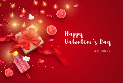 Happy Valentines Day Banner With Realistic Elements 695312 Vector Art