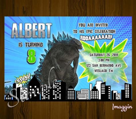 Godzilla invite Godzilla Birthday Invitation Printable | Etsy Print Your Own Invitations ...