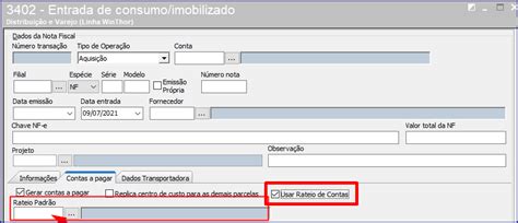 WINT O que fazer para que as informações de centro de custo sejam